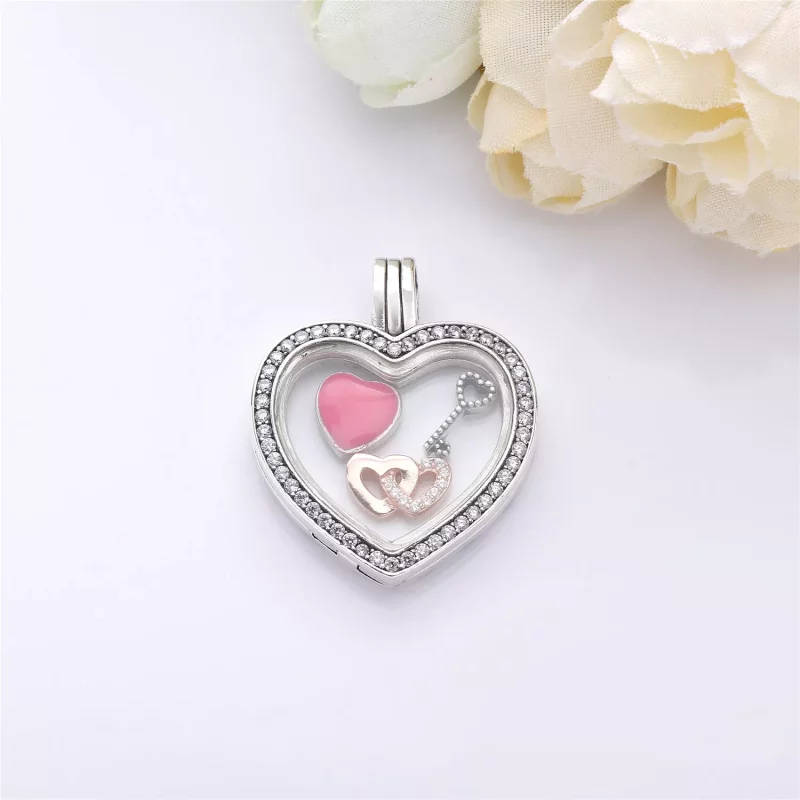(imagen para) Charm colgante en plata de ley Locket Coraz&oacute;n Brillante - PANDORA - Ver 3