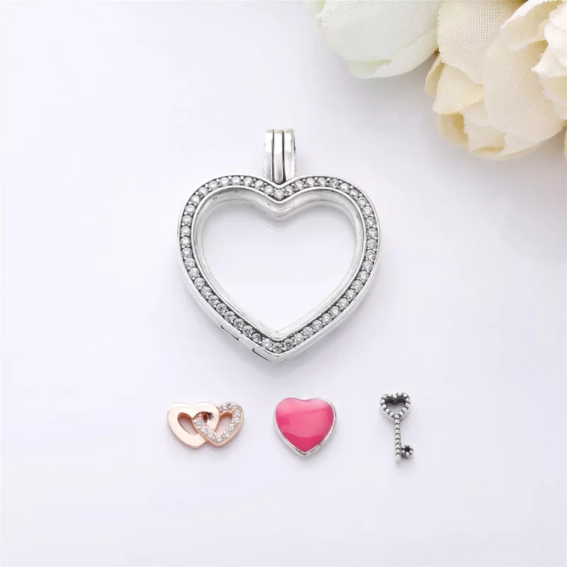 (imagen para) Charm colgante en plata de ley Locket Coraz&oacute;n Brillante - PANDORA - Ver 4