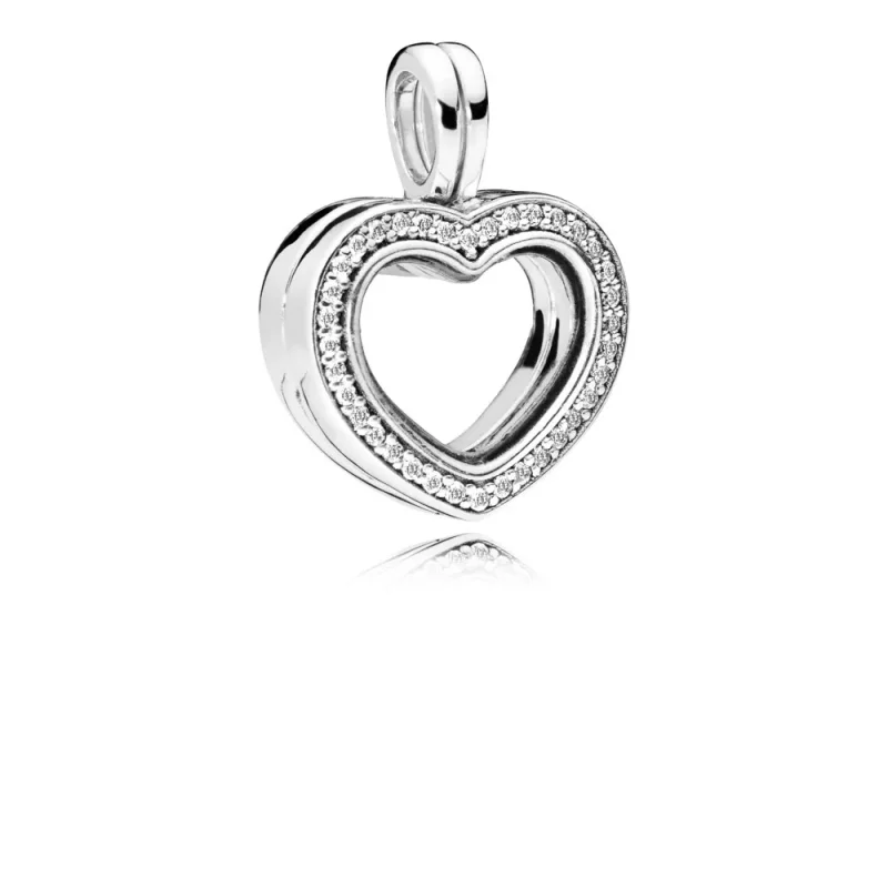 (imagen para) Charm colgante en plata de ley Locket Coraz&oacute;n Brillante - PANDORA