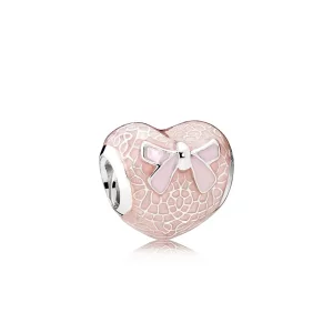 Charm Lazo rosa & Corazón - PANDORA (imagen para) Charm Lazo rosa & Corazón - PANDORA