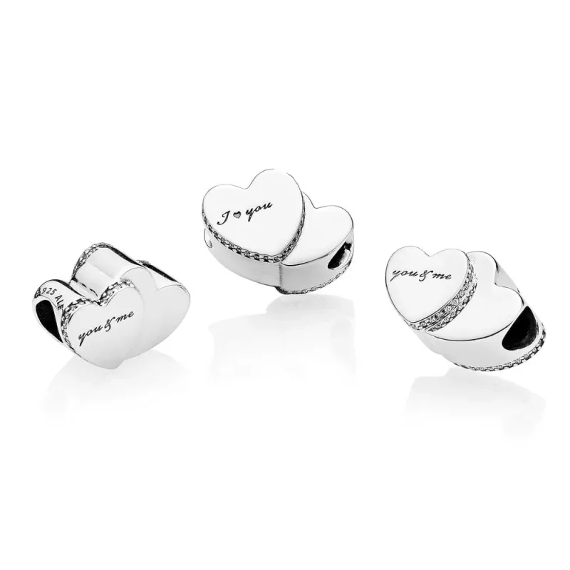 (imagen para) Charm en plata de ley Dos Corazones - PANDORA - Ver 3