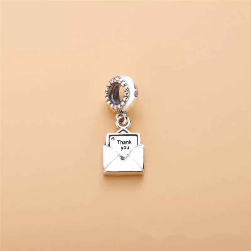 (imagen para) Charm colgante en plata de ley Agradecimiento tarjeta en carta PANDORA - Ver 2