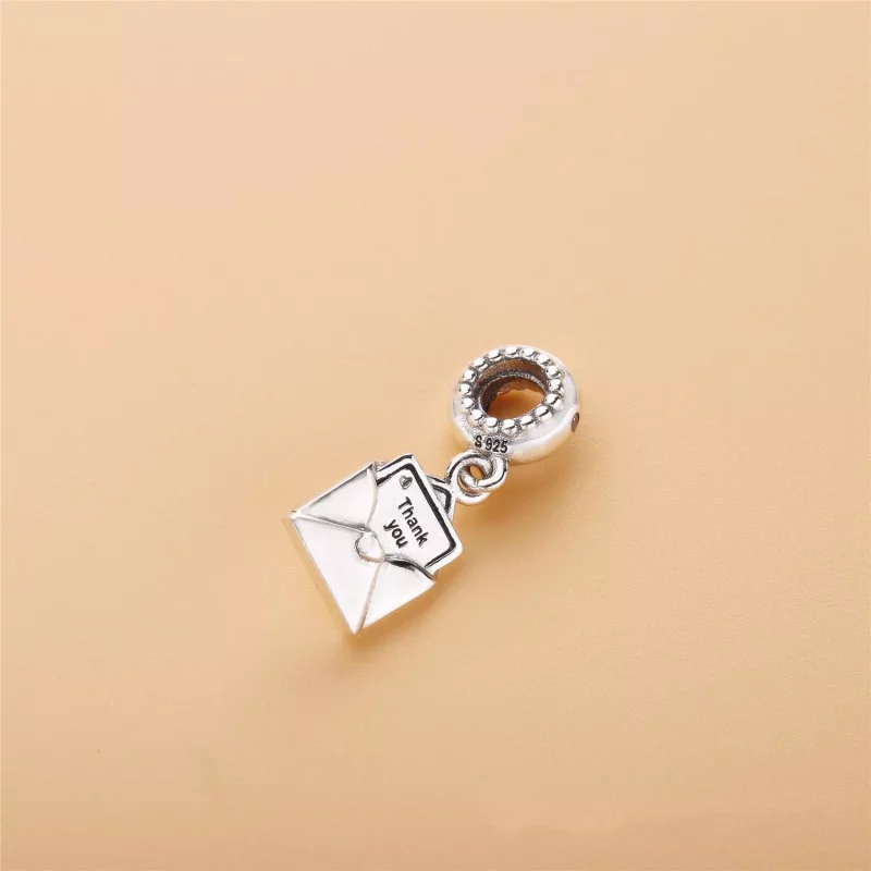 (imagen para) Charm colgante en plata de ley Agradecimiento tarjeta en carta PANDORA - Ver 3