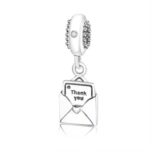 (imagen para) Charm colgante en plata de ley Agradecimiento tarjeta en carta PANDORA
