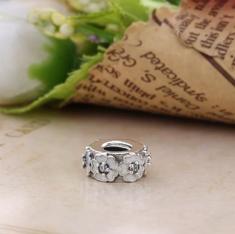 (imagen para) Separador en plata de ley Pr&iacute;mula rosa PANDORA - Ver 4