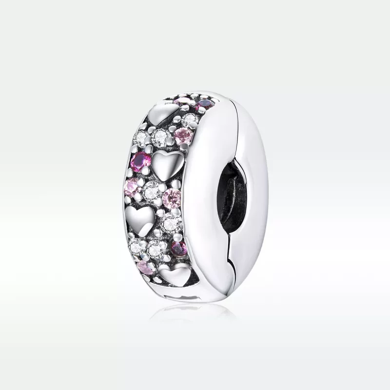 (imagen para) Clip de amor plateado estilo Pandora - SCC1745 - Ver 5