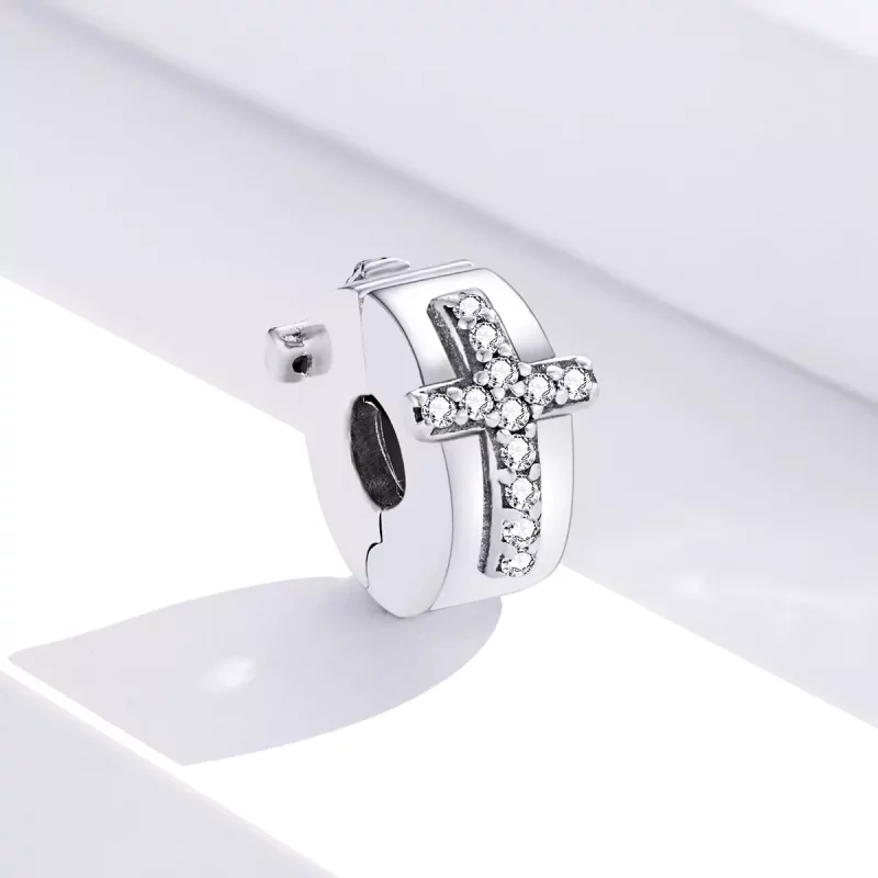 (imagen para) Clip de cruz de plata estilo Pandora - SCC1497 - Ver 3