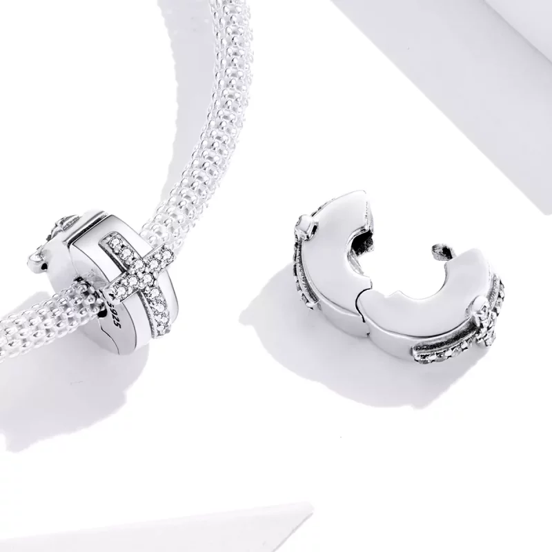 (imagen para) Clip de cruz de plata estilo Pandora - SCC1497 - Ver 4