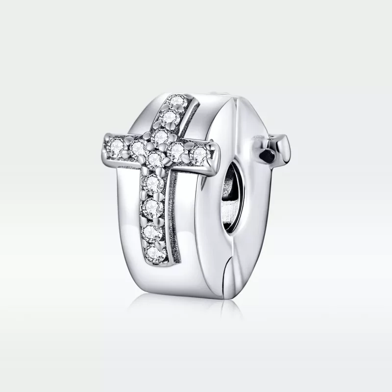 (imagen para) Clip de cruz de plata estilo Pandora - SCC1497 - Ver 5