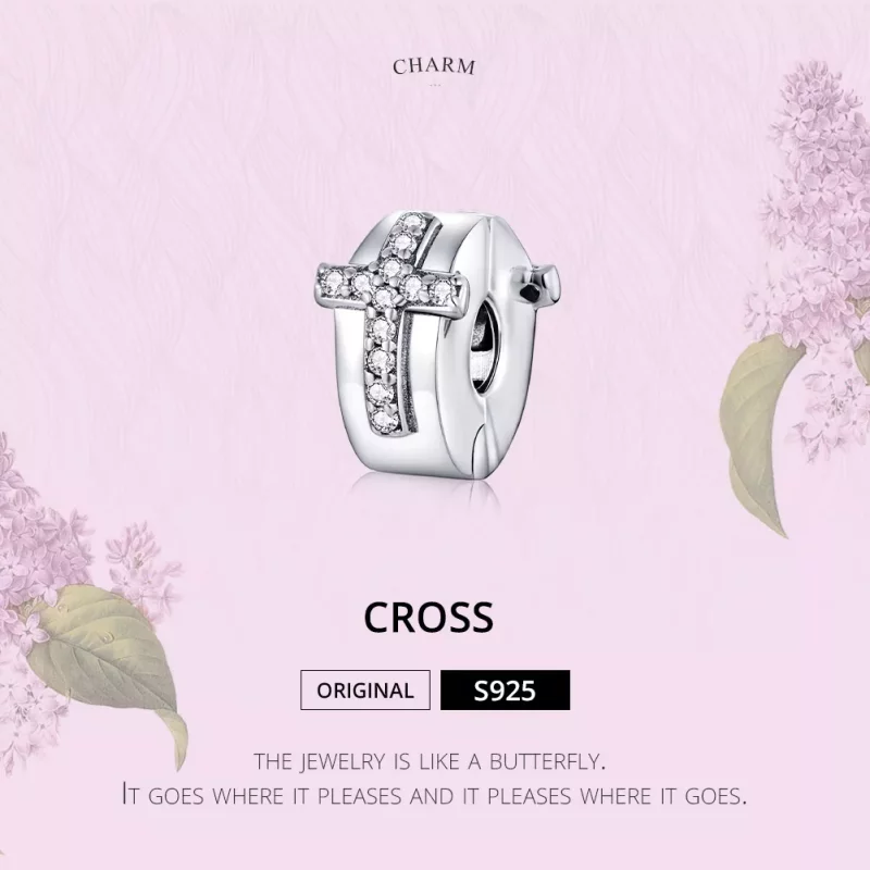 (imagen para) Clip de cruz de plata estilo Pandora - SCC1497 - Ver 6