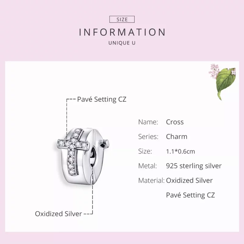 (imagen para) Clip de cruz de plata estilo Pandora - SCC1497 - Ver 7