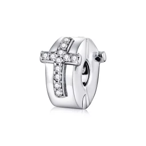 (imagen para) Clip de cruz de plata estilo Pandora - SCC1497