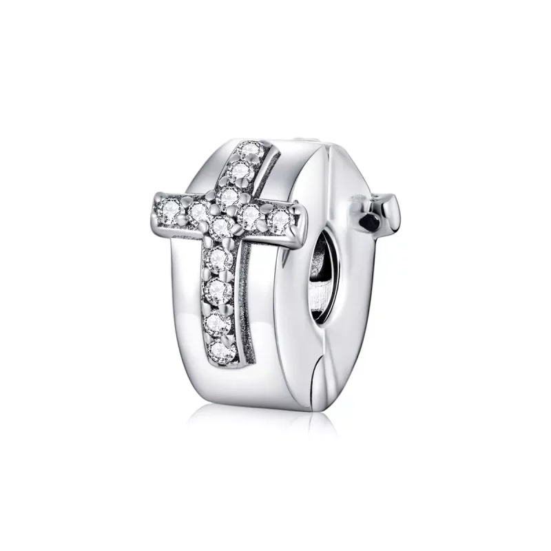 (imagen para) Clip de cruz de plata estilo Pandora - SCC1497