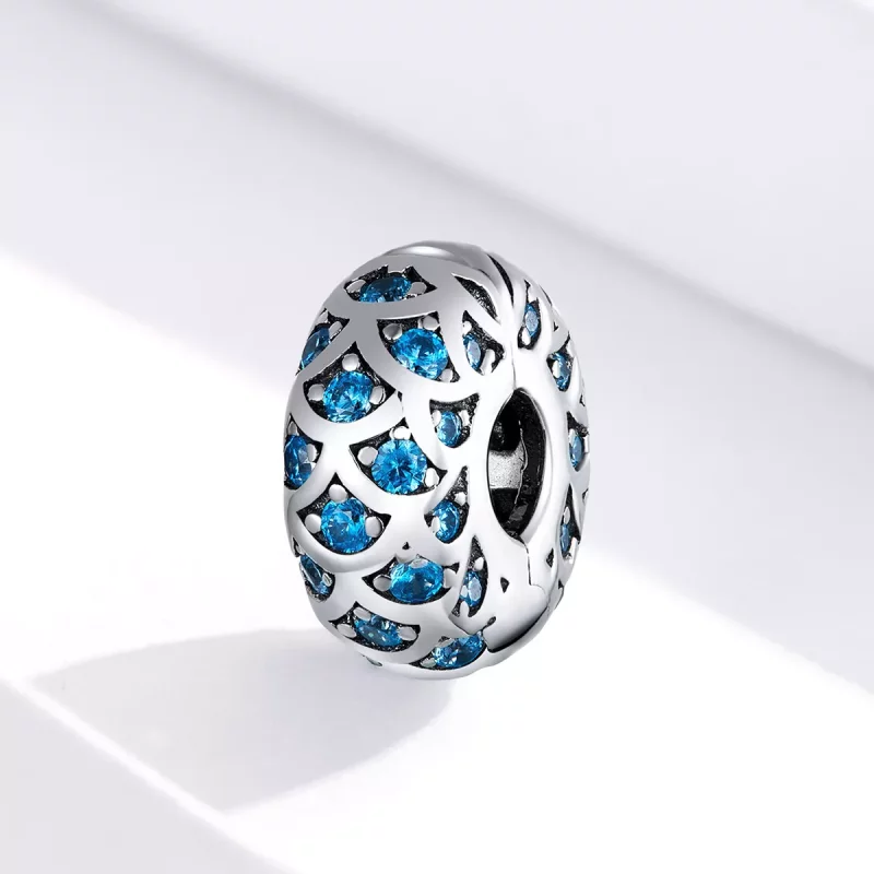 (imagen para) Clip de Elegancia Azul Plateado Estilo Pandora - SCC1513 - Ver 2