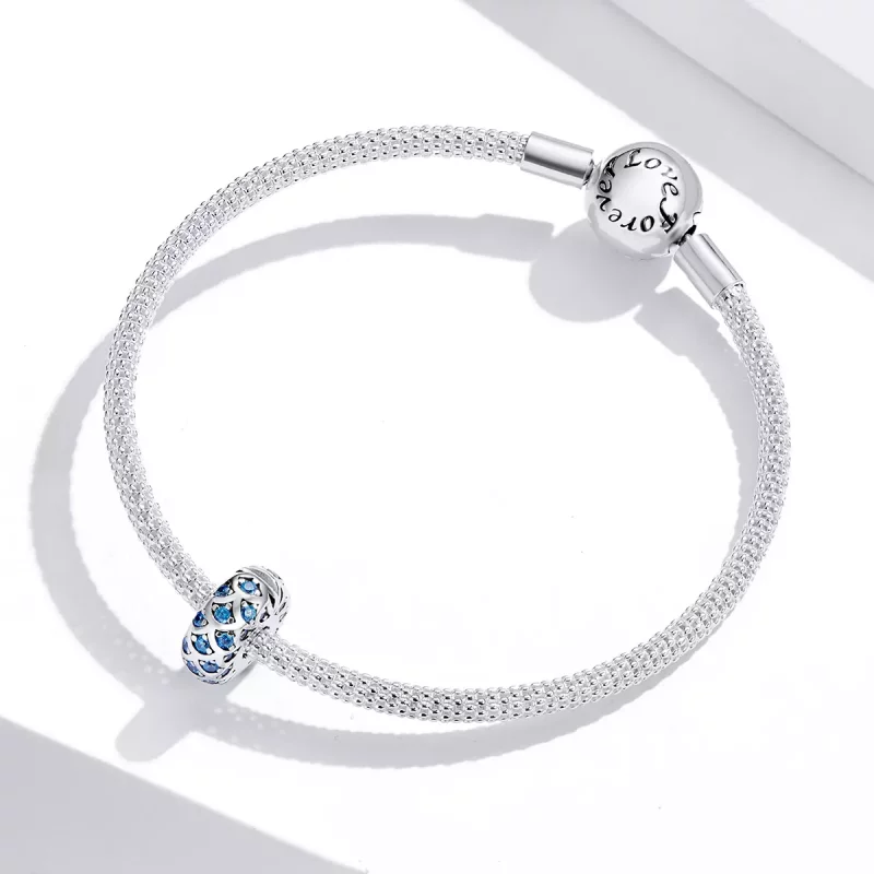 (imagen para) Clip de Elegancia Azul Plateado Estilo Pandora - SCC1513 - Ver 3