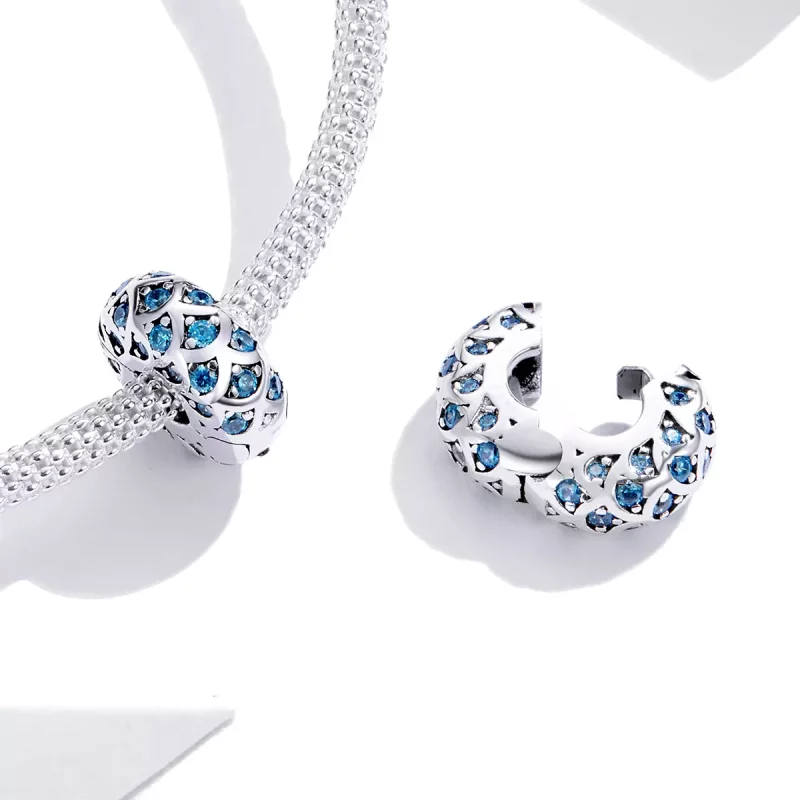(imagen para) Clip de Elegancia Azul Plateado Estilo Pandora - SCC1513 - Ver 4