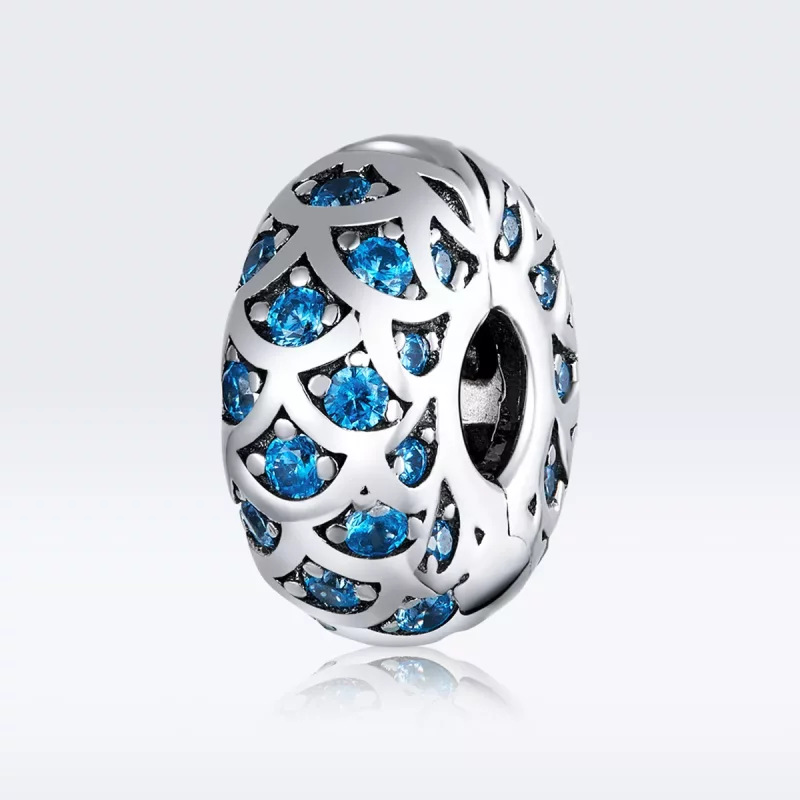 (imagen para) Clip de Elegancia Azul Plateado Estilo Pandora - SCC1513 - Ver 5