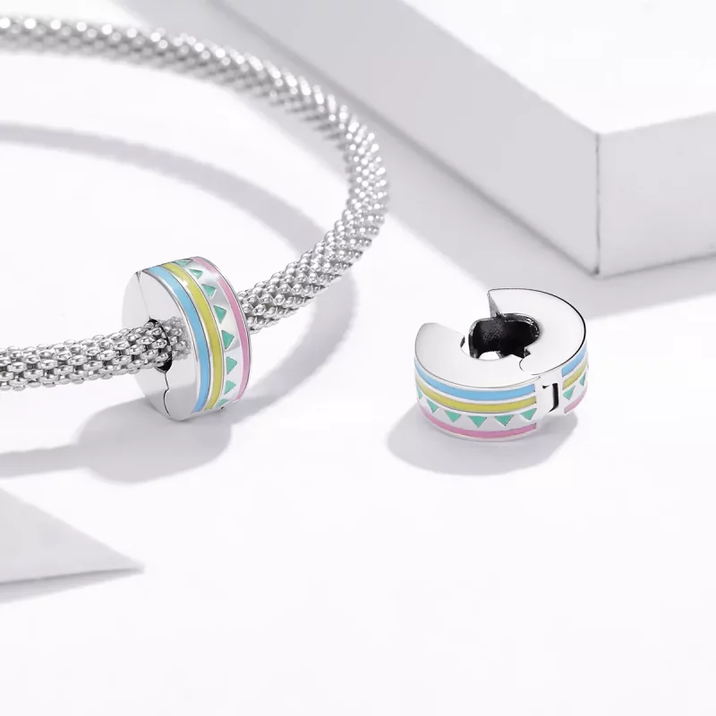 (imagen para) Clip de estilo Pandora de color plateado y colorido - SCC1756 - Ver 4