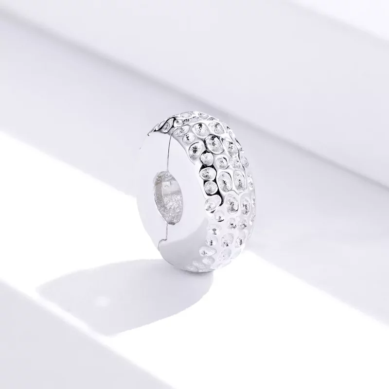 (imagen para) Clip de estilo Pandora plateado con textura - SCC1490 - Ver 3