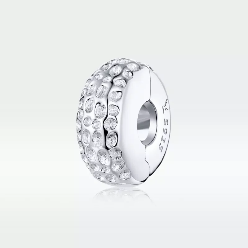(imagen para) Clip de estilo Pandora plateado con textura - SCC1490 - Ver 5