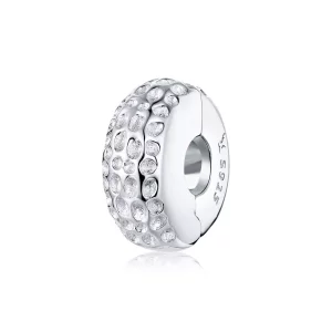 (imagen para) Clip de estilo Pandora plateado con textura - SCC1490