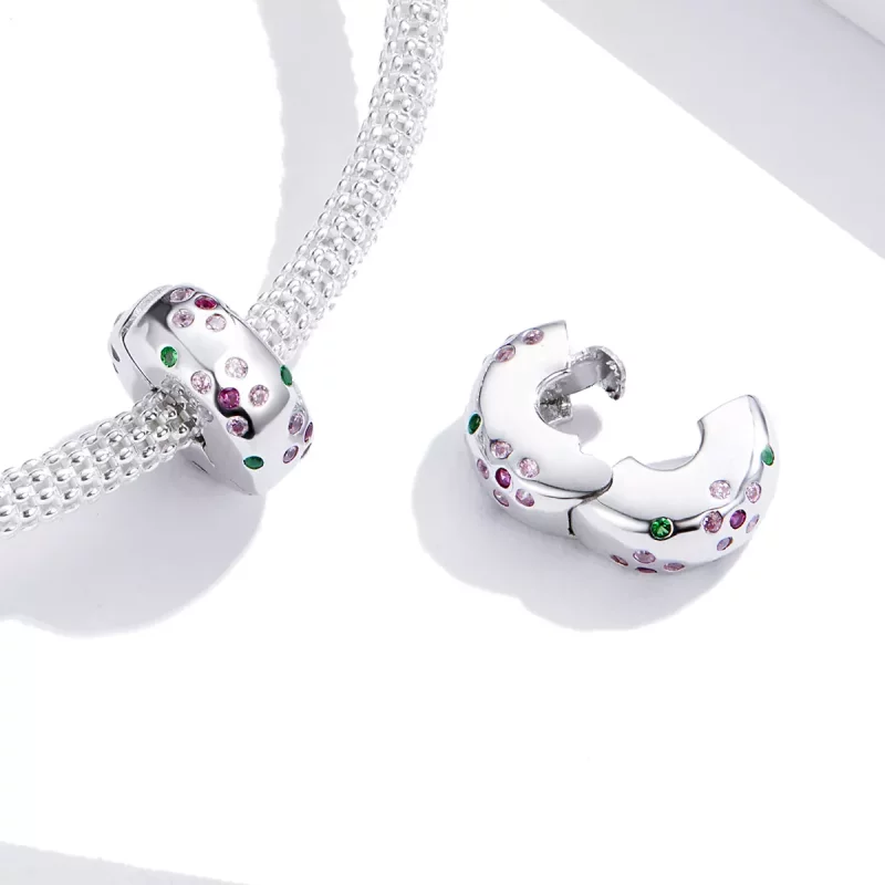 (imagen para) Clip de flores contratadas de estilo Pandora en plata - BSC245 - Ver 2