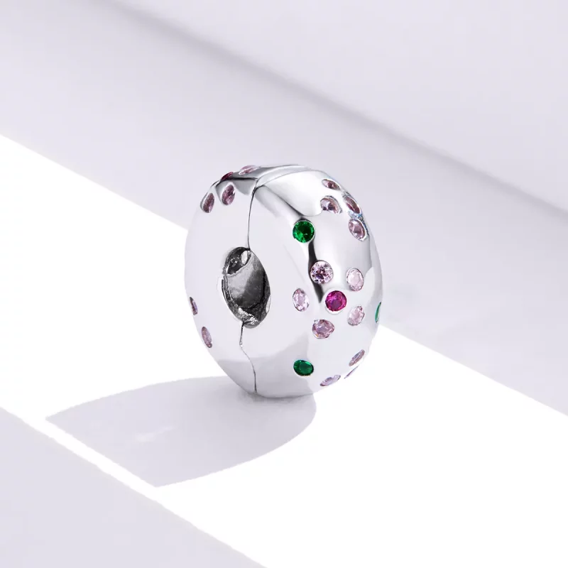 (imagen para) Clip de flores contratadas de estilo Pandora en plata - BSC245 - Ver 3