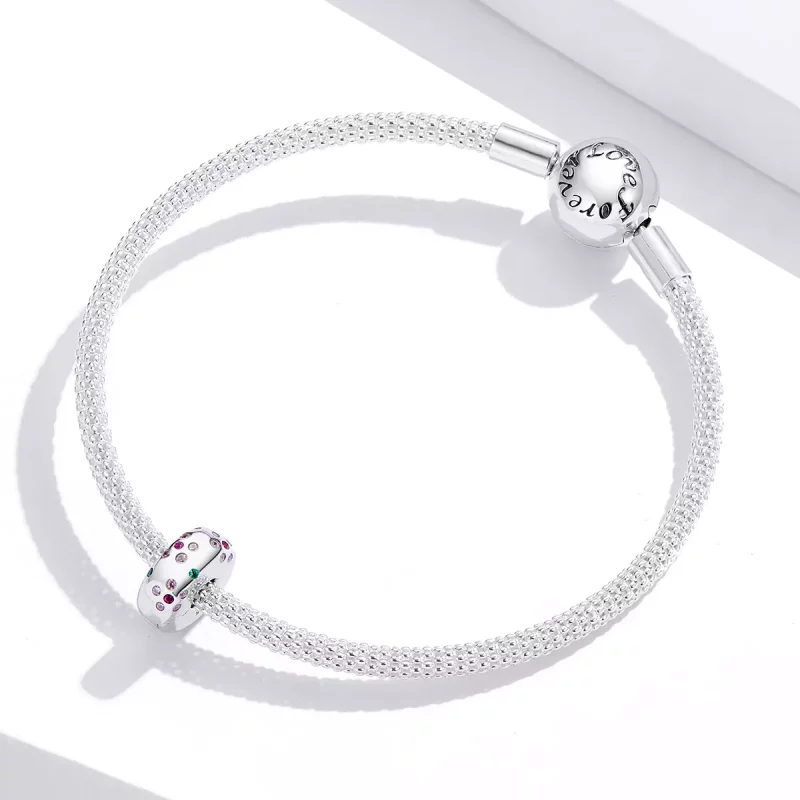 (imagen para) Clip de flores contratadas de estilo Pandora en plata - BSC245 - Ver 4
