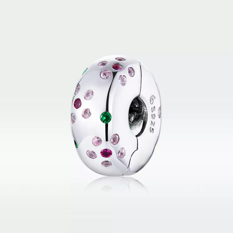 (imagen para) Clip de flores contratadas de estilo Pandora en plata - BSC245 - Ver 5