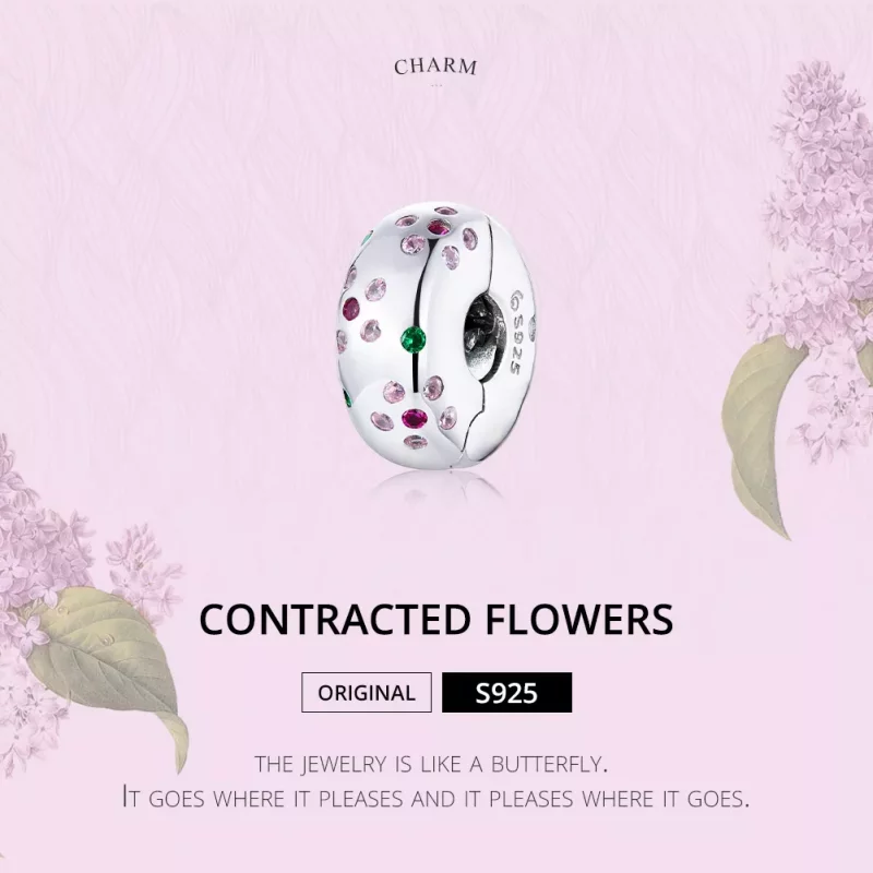 (imagen para) Clip de flores contratadas de estilo Pandora en plata - BSC245 - Ver 6