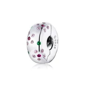 (imagen para) Clip de flores contratadas de estilo Pandora en plata - BSC245