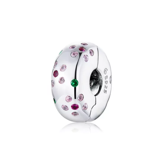 (imagen para) Clip de flores contratadas de estilo Pandora en plata - BSC245