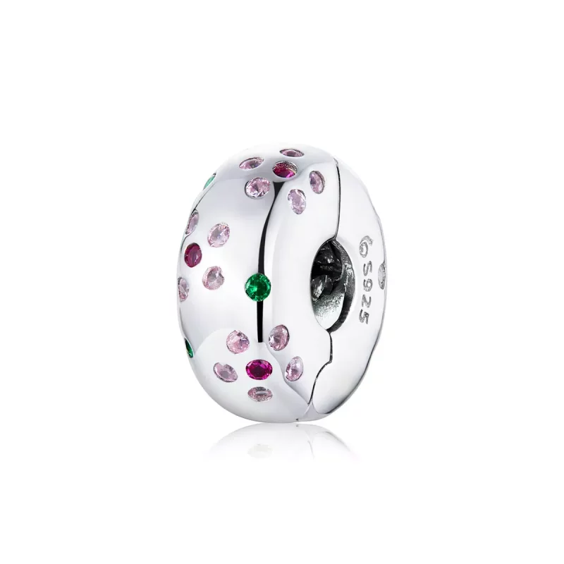 (imagen para) Clip de flores contratadas de estilo Pandora en plata - BSC245