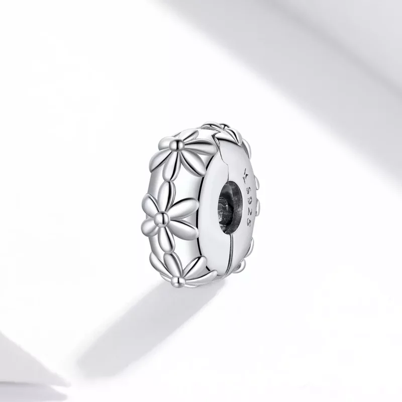 (imagen para) Clip de margarita plateado estilo Pandora - SCC1795 - Ver 2