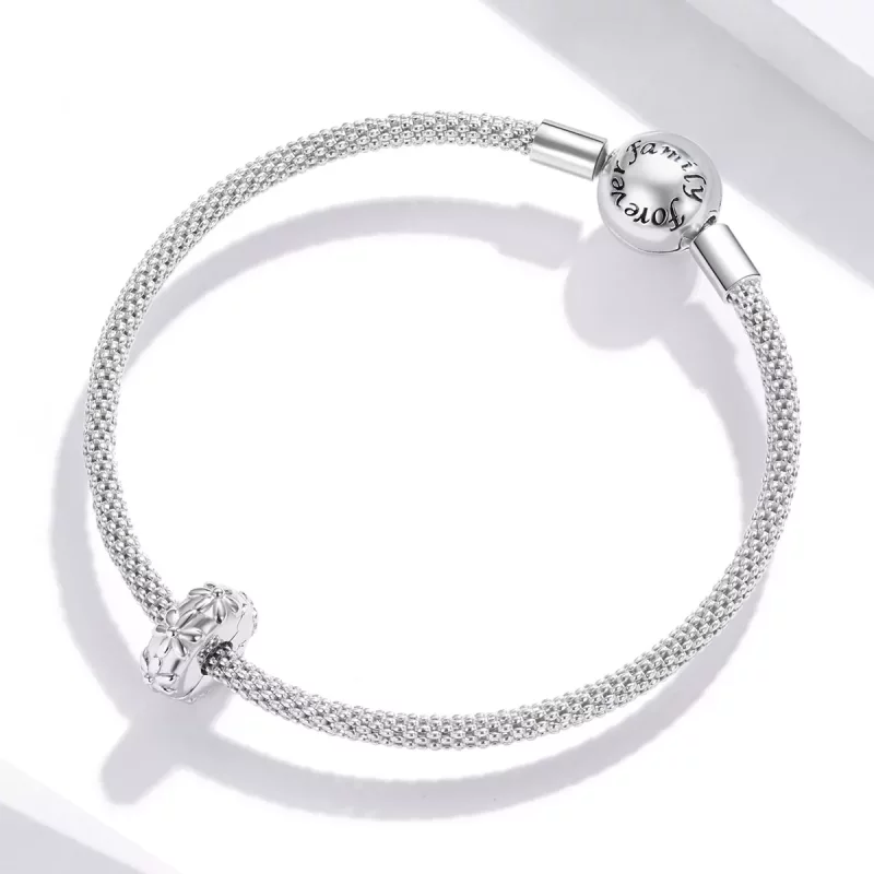 (imagen para) Clip de margarita plateado estilo Pandora - SCC1795 - Ver 3