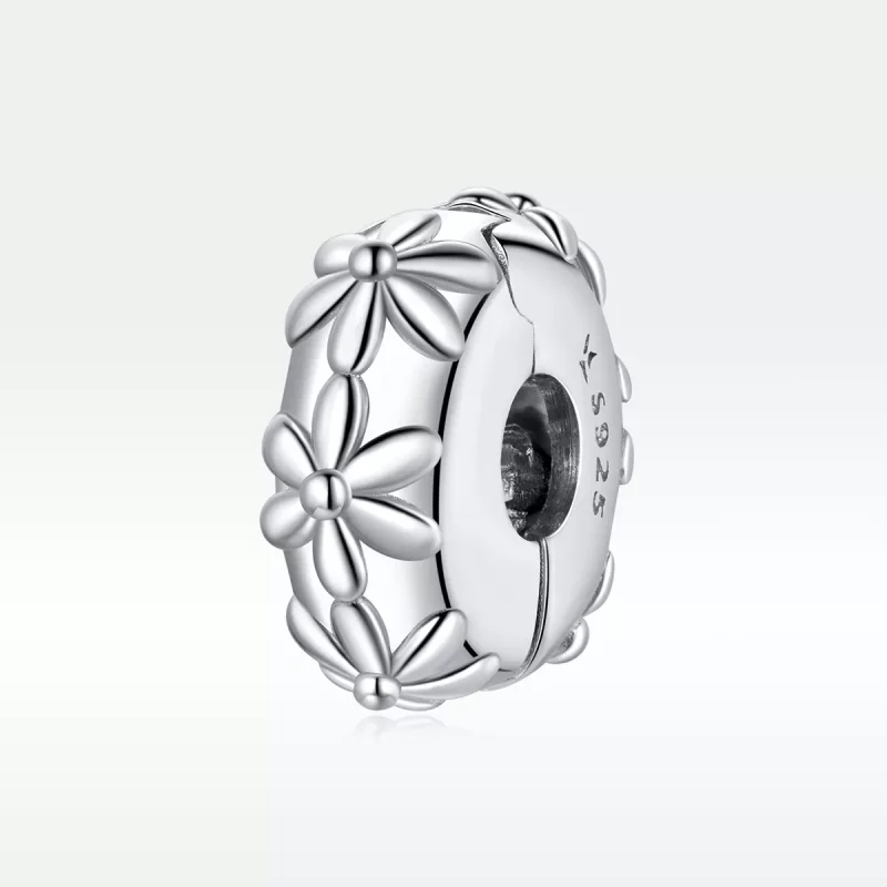 (imagen para) Clip de margarita plateado estilo Pandora - SCC1795 - Ver 5