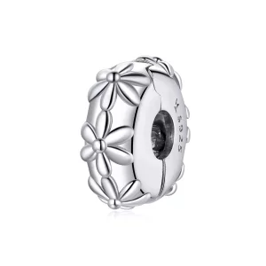 (imagen para) Clip de margarita plateado estilo Pandora - SCC1795
