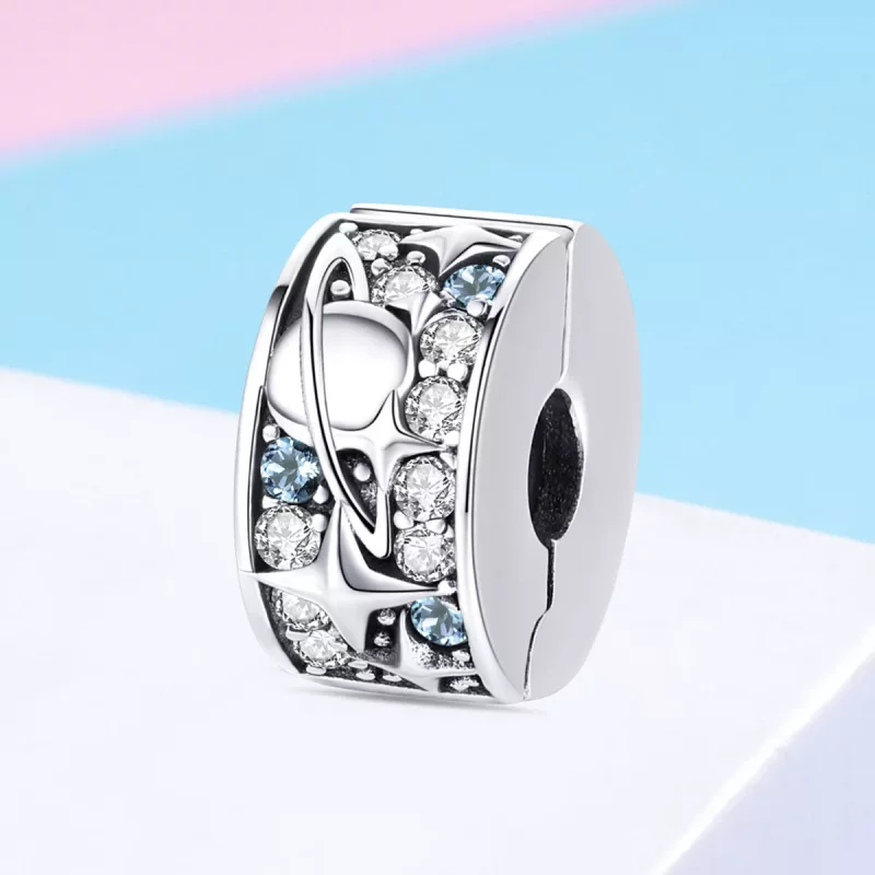 (imagen para) Clip de plata con estilo Pandora en forma de planeta - SCC985 - Ver 2