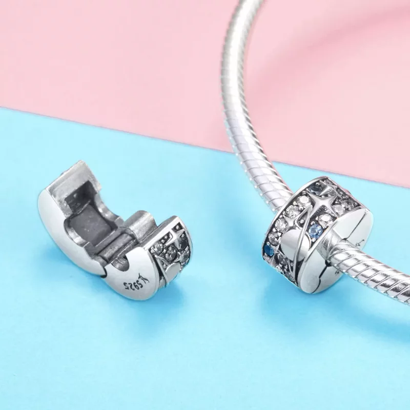 (imagen para) Clip de plata con estilo Pandora en forma de planeta - SCC985 - Ver 3