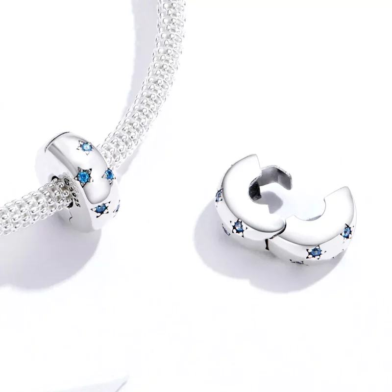 (imagen para) Clip de plata estilo Pandora con ondas en el sol - BSC253 - Ver 4