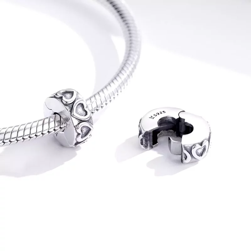 (imagen para) Clip de plata vintage con relieve al estilo Pandora - SCC1557 - Ver 2