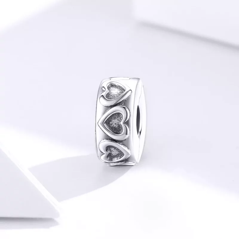 (imagen para) Clip de plata vintage con relieve al estilo Pandora - SCC1557 - Ver 4