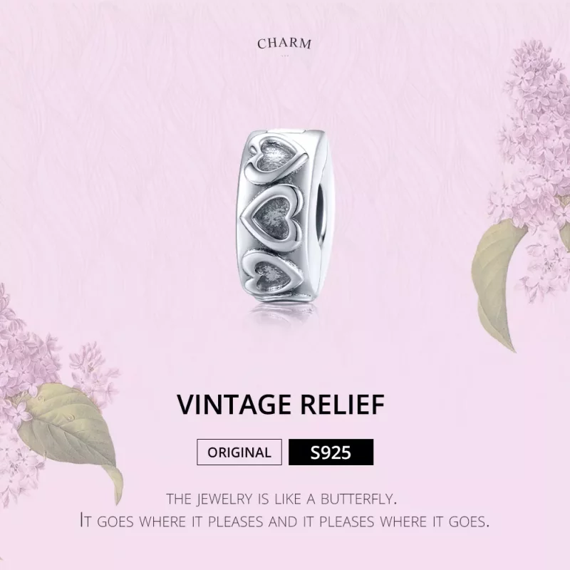 (imagen para) Clip de plata vintage con relieve al estilo Pandora - SCC1557 - Ver 6