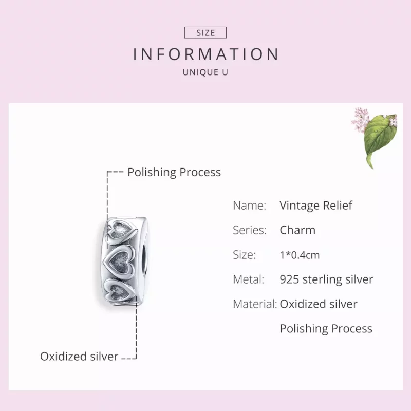 (imagen para) Clip de plata vintage con relieve al estilo Pandora - SCC1557 - Ver 7