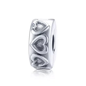 Clip de plata vintage con relieve al estilo Pandora - SCC1557 (imagen para) Clip de plata vintage con relieve al estilo Pandora - SCC1557