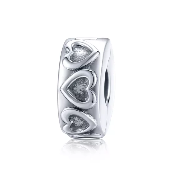 (imagen para) Clip de plata vintage con relieve al estilo Pandora - SCC1557