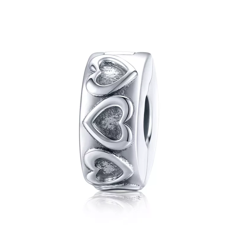 (imagen para) Clip de plata vintage con relieve al estilo Pandora - SCC1557