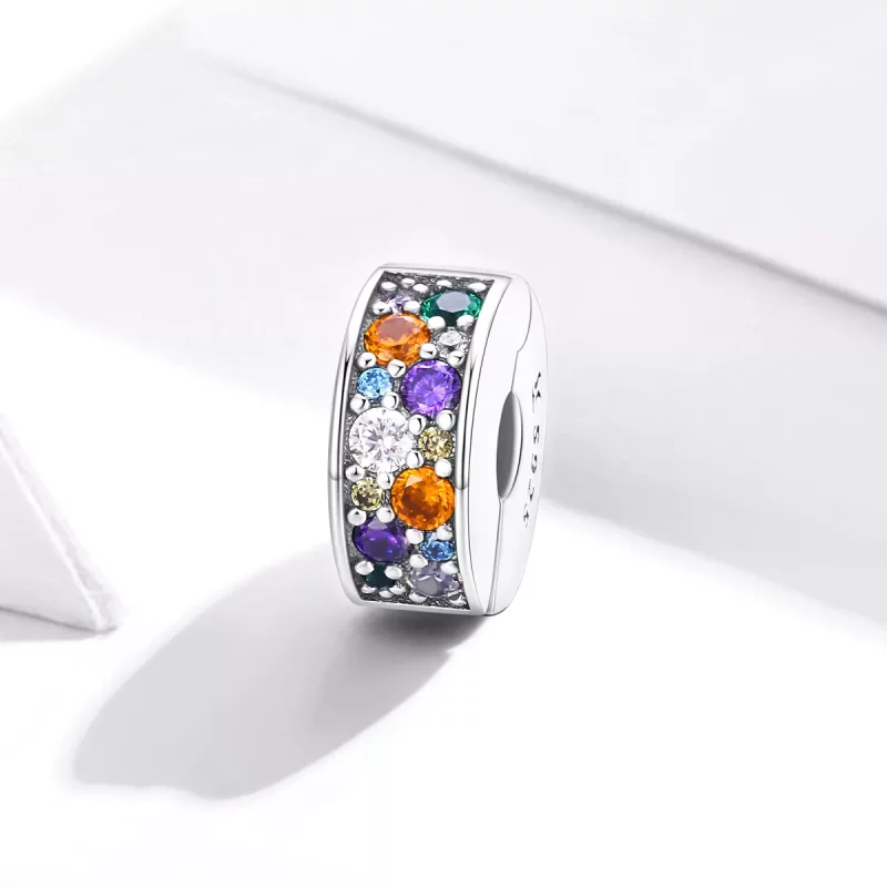 (imagen para) Clip estilo Pandora de jardín colorido plateado - SCC1609 - Ver 2