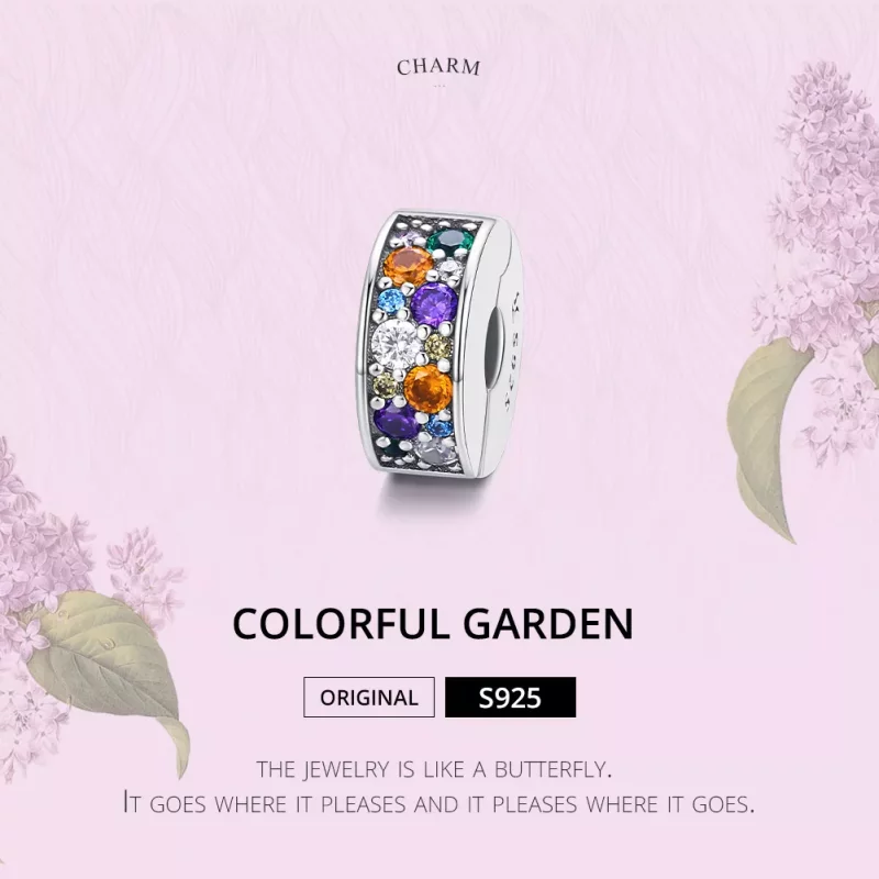 (imagen para) Clip estilo Pandora de jardín colorido plateado - SCC1609 - Ver 6