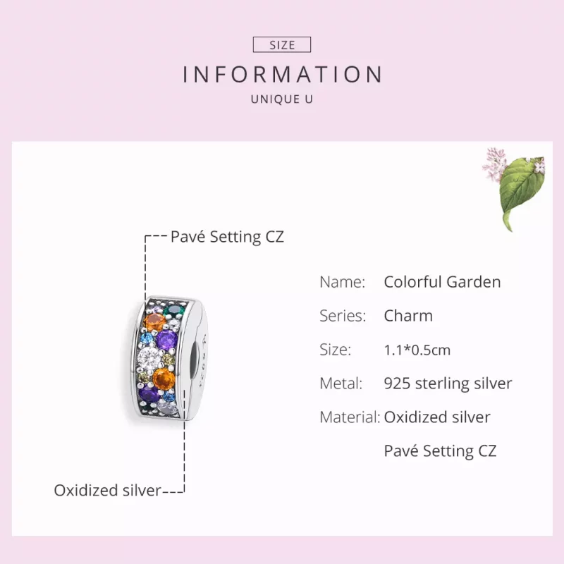 (imagen para) Clip estilo Pandora de jardín colorido plateado - SCC1609 - Ver 7
